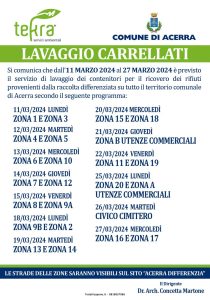 tekra, acerra, calendario lavaggio carrellati,